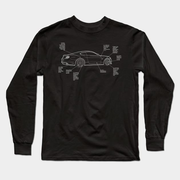 S550 Mustang GT Line art. Long Sleeve T-Shirt by LordGT